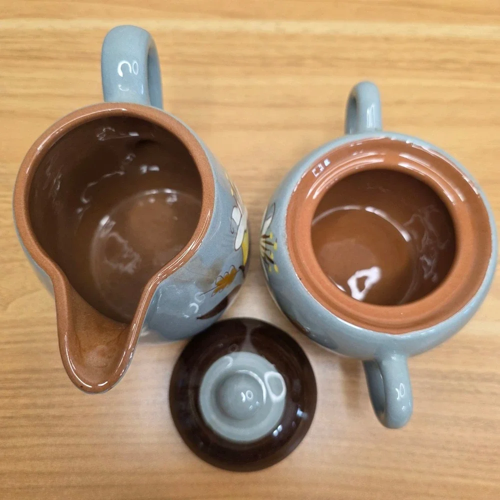 Vtg Stangl Pottery Golden Harvest 7pc Set Creamer/Sugar, Double Egg, Salt/Pepper